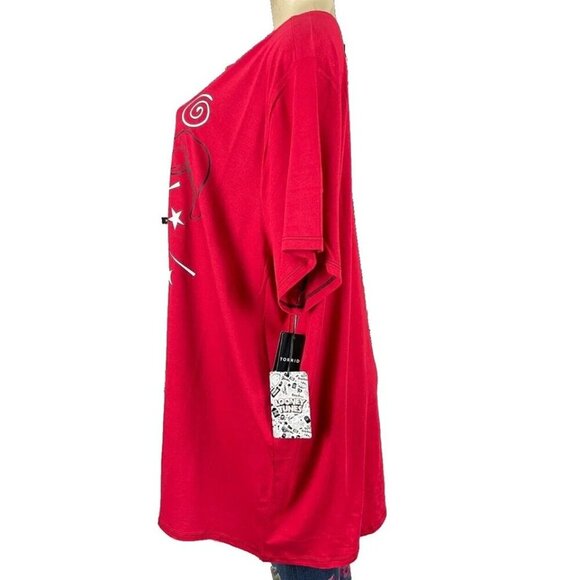 Looney Tunes +4 Red/Black Crew Bugs Bunny Split Graphic Short Sleeve T-Shirt - Picture 5 of 6